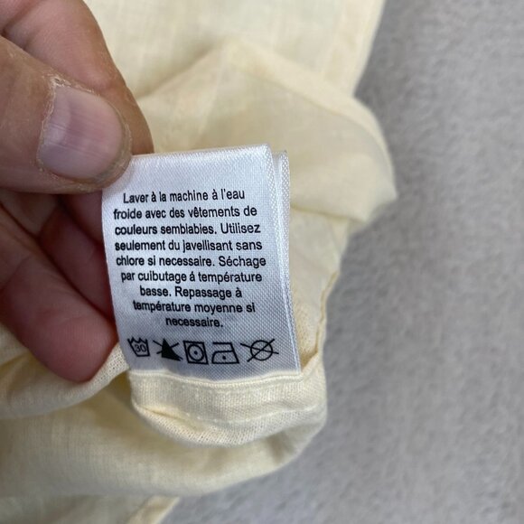 Tenth + Ocean Mens Shirt Large Short Sleeve Button Up Dull Yellow Washable Linen - Picture 10 of 14